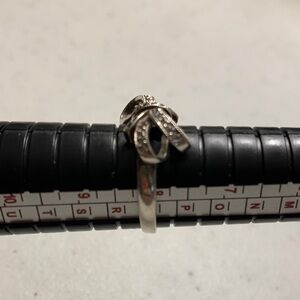 Sterling Silver Bow Ring with Rhinestone Accents